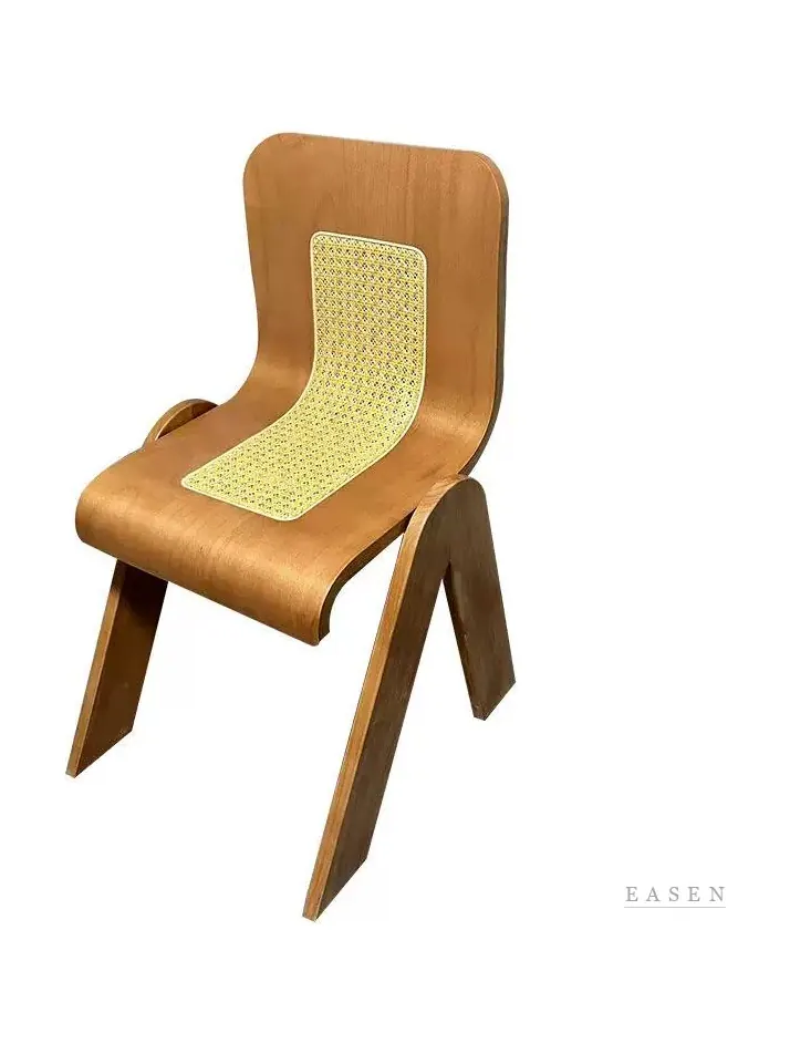 Cane-Inlay Shell A-Leg Chair — Café Chair