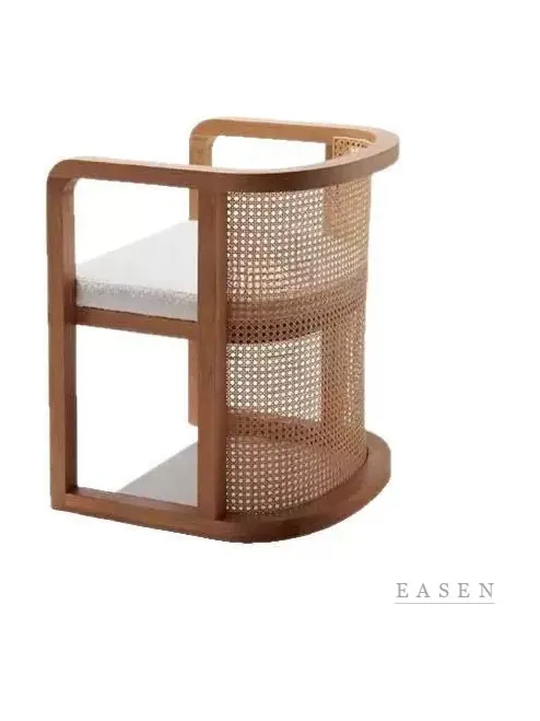 Cylinder-Back Walnut Cane Chair — Café Chair