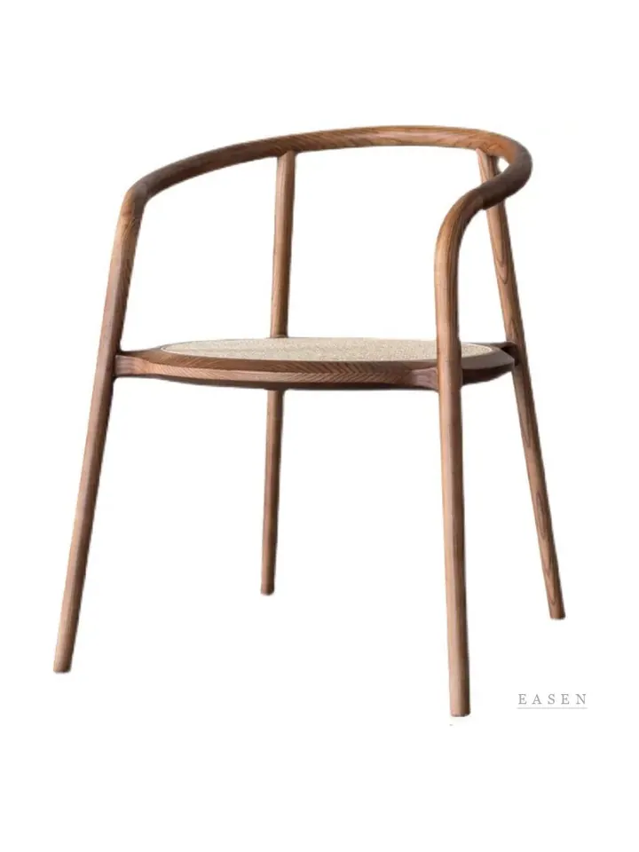Curved-Ring Walnut Armchair — Café Chair