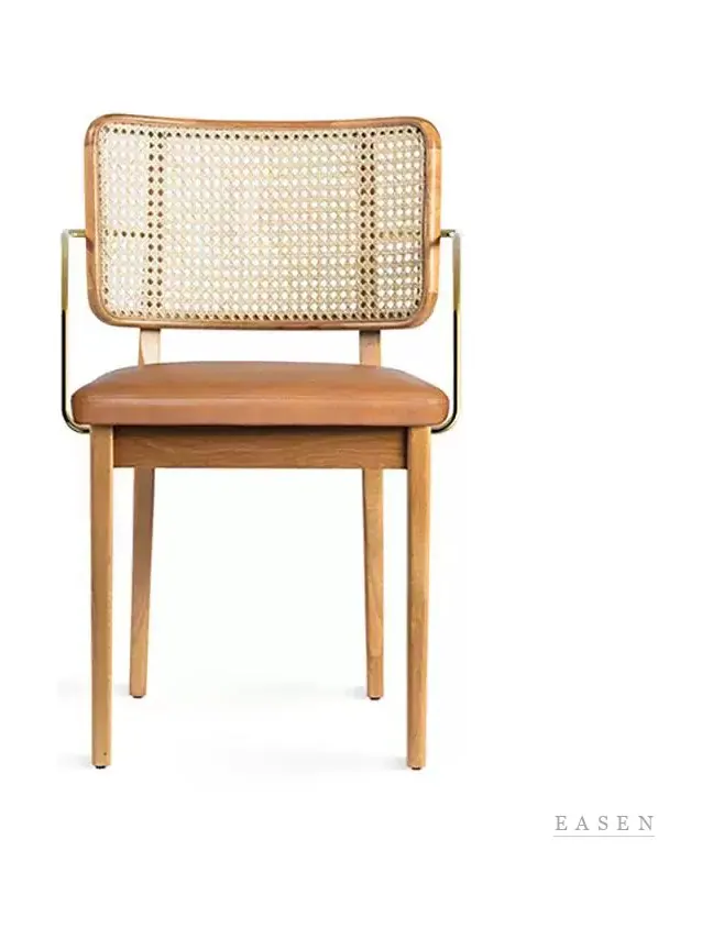 Brass-Rail Cane Armchair — Café Chair