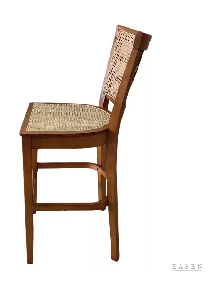 Cane-Back Walnut Counter Stool — Restaurant Chair