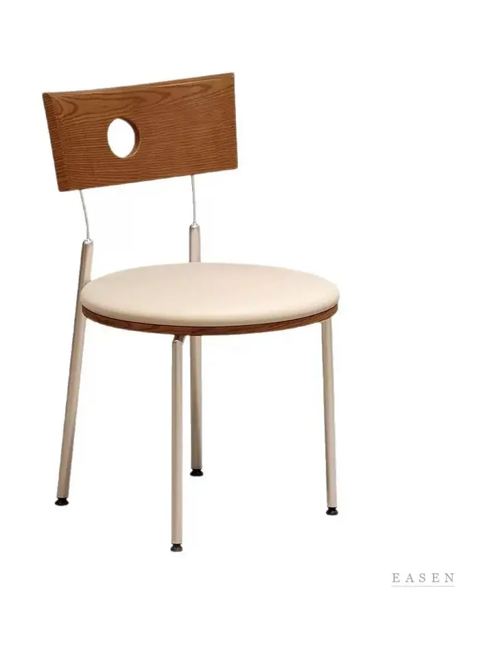 Single Round-Hole Walnut Chair — Café Chair