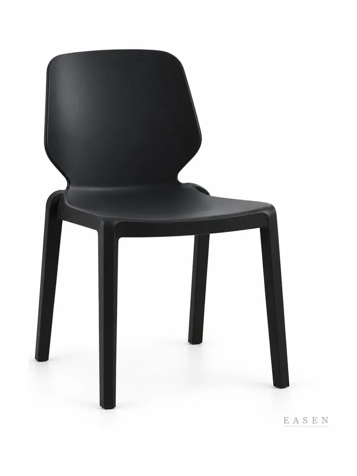 Waisted-Back Black Shell Chair — Café Chair