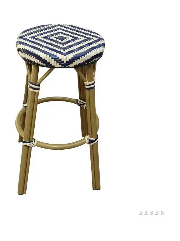 Bamboo-Leg Woven-Seat Bar Stool — Café Chair