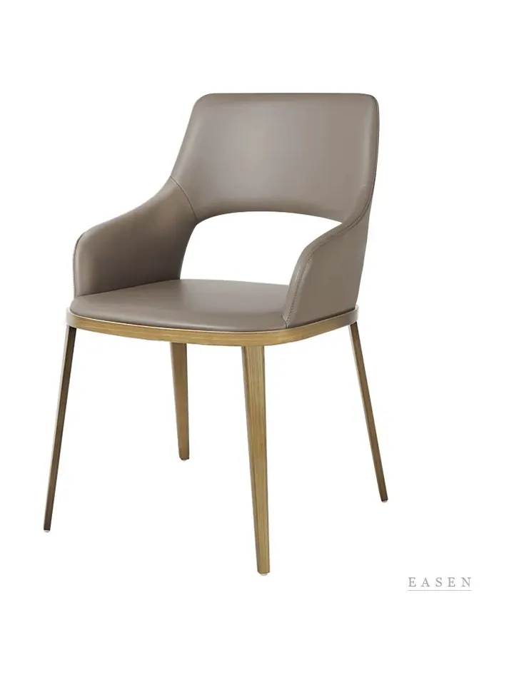 Open-Back Taupe Gold-Leg Chair — Restaurant Chair