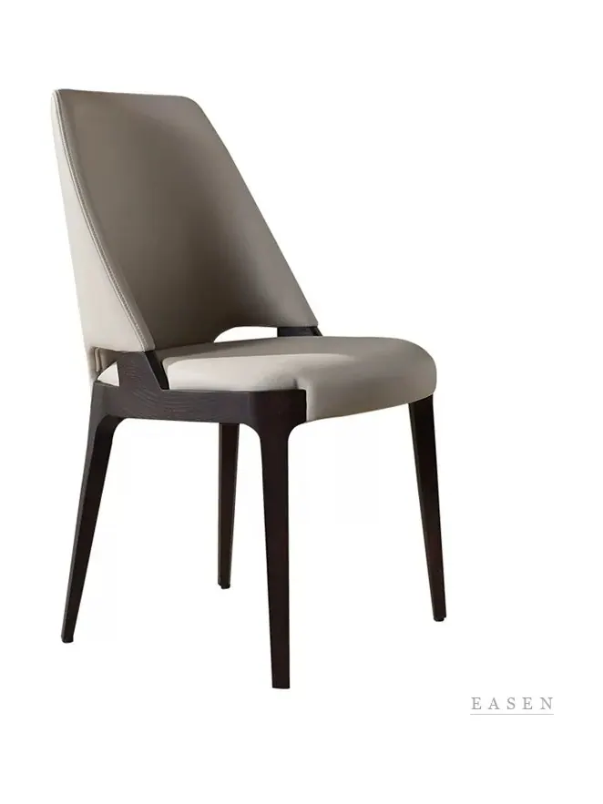 Slanted-Back Taupe Leather Chair — Restaurant Chair