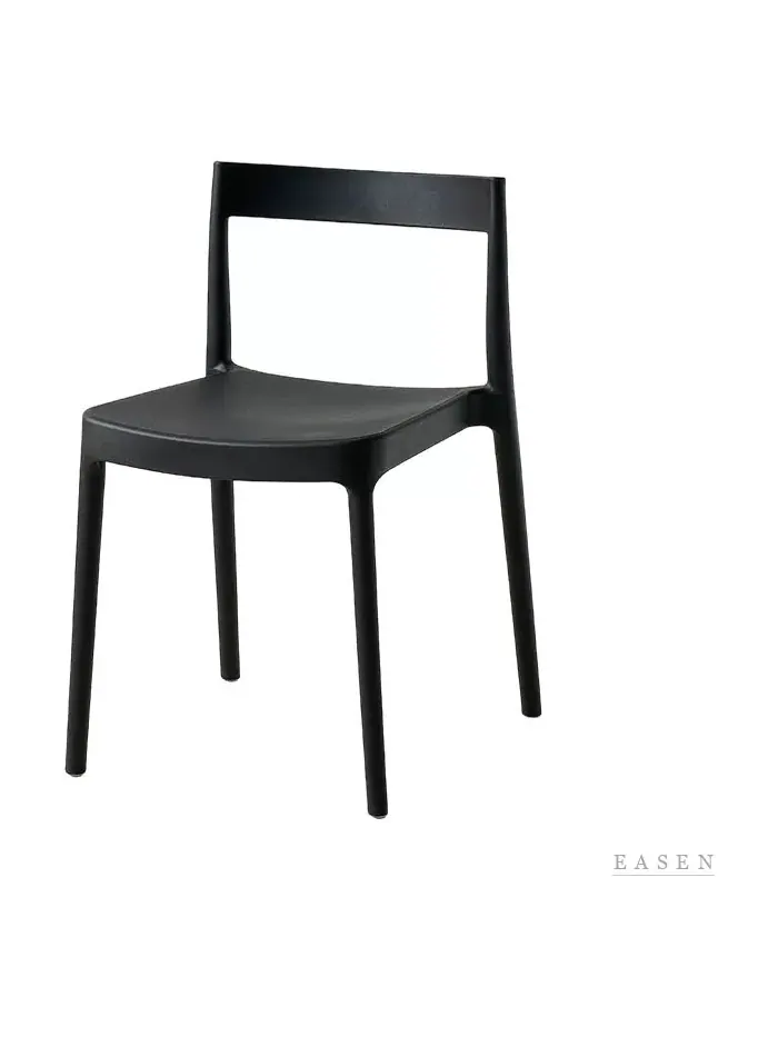 Narrow-Rail Black Plastic Chair — Café Chair