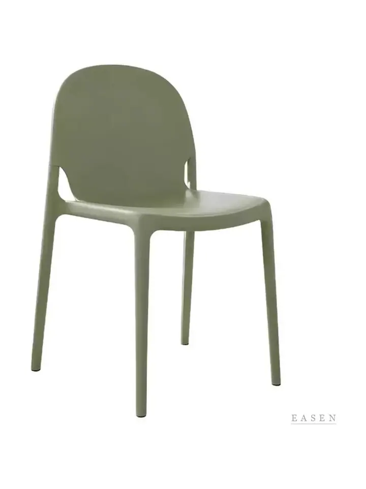 Round-Back Olive Plastic Chair — Café Chair