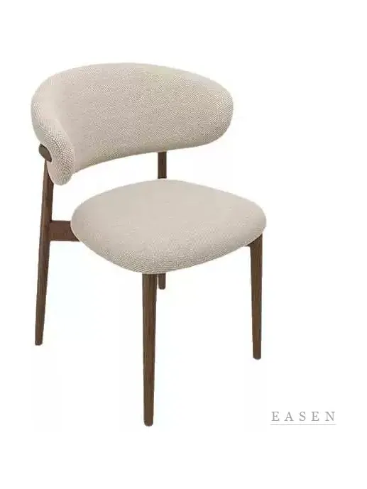 Beige Boucle Curved-Back Chair — Café Chair