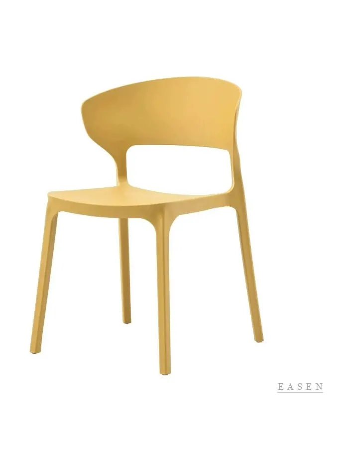 Winged-Back Yellow Plastic Chair — Café Chair