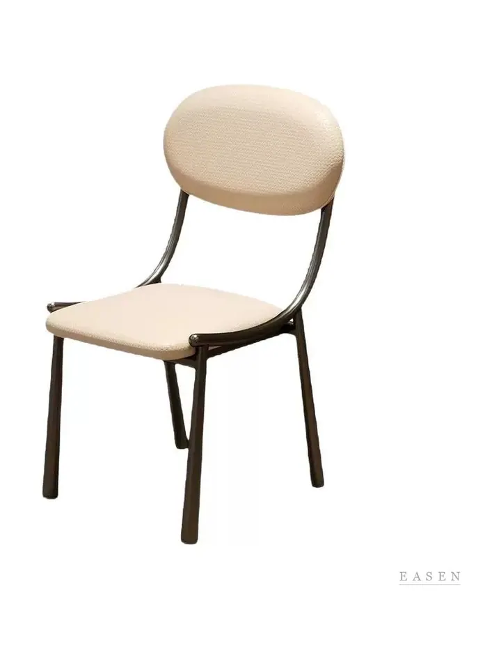 Oval-Back Curved-Frame Cream Chair — Café Chair