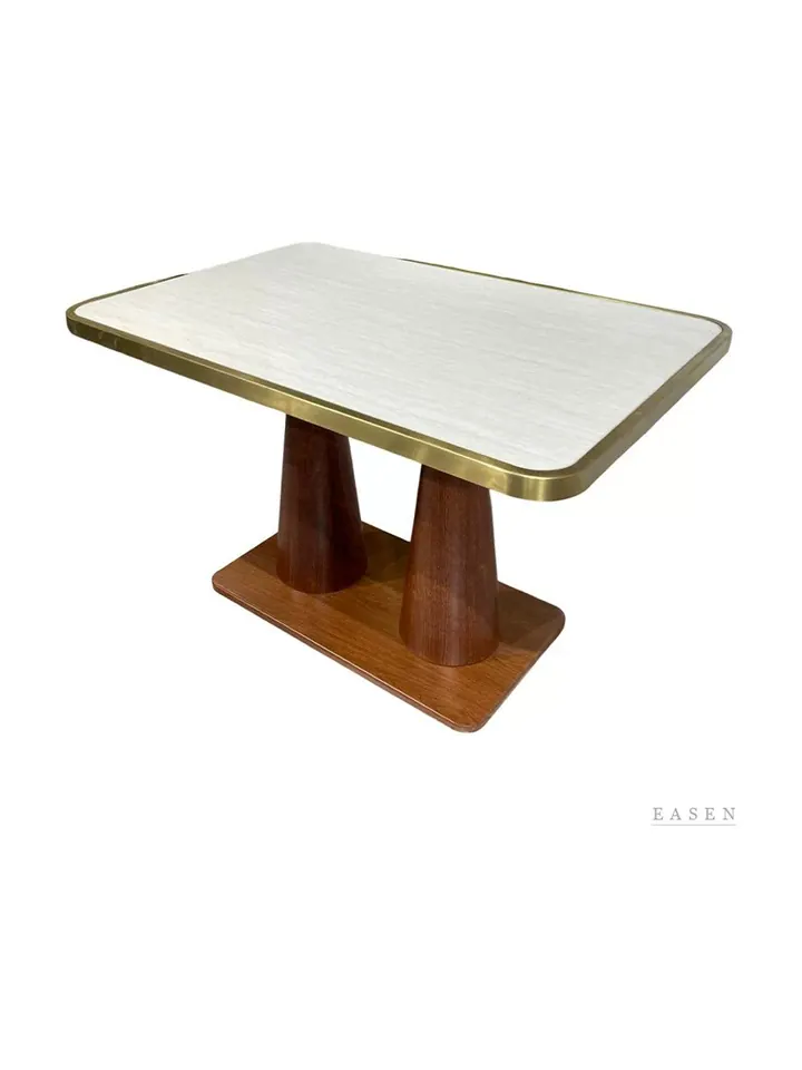 Brass-Edge Rectangular Dining Table — Restaurant Table
