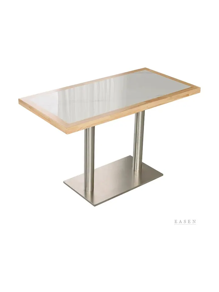Twin-Column Stone Dining Table — Restaurant Table