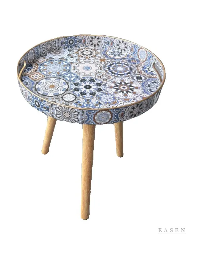 Blue-Tile Tray Side Table — Café Table
