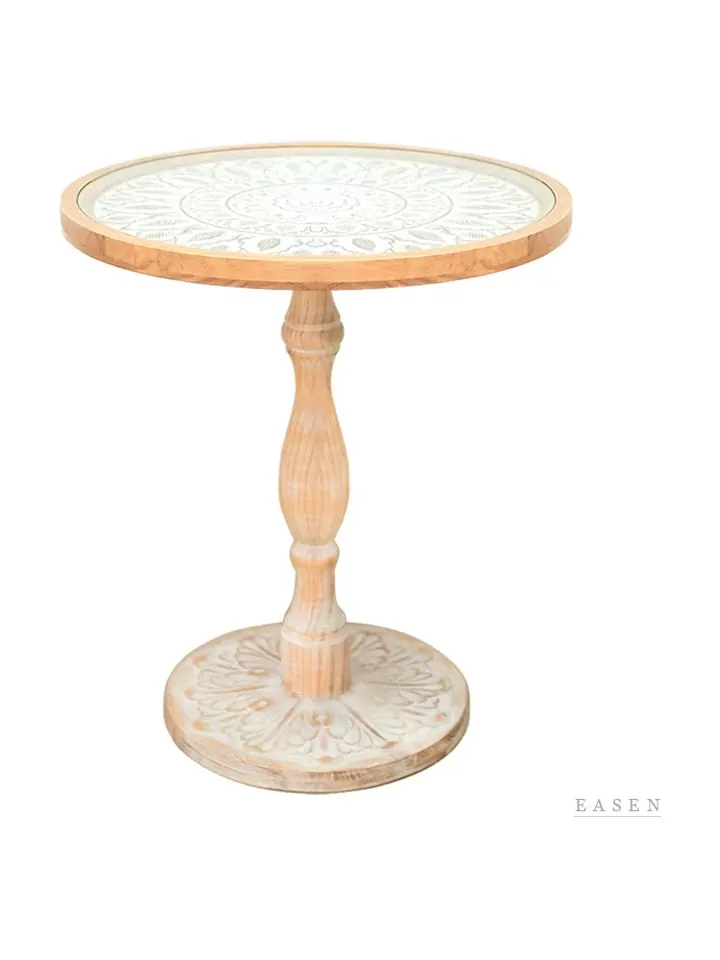 Carved Floral Side Table — Café Table