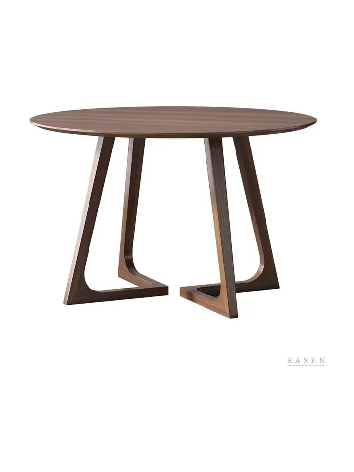 V-Leg Walnut Round Table — Restaurant Table