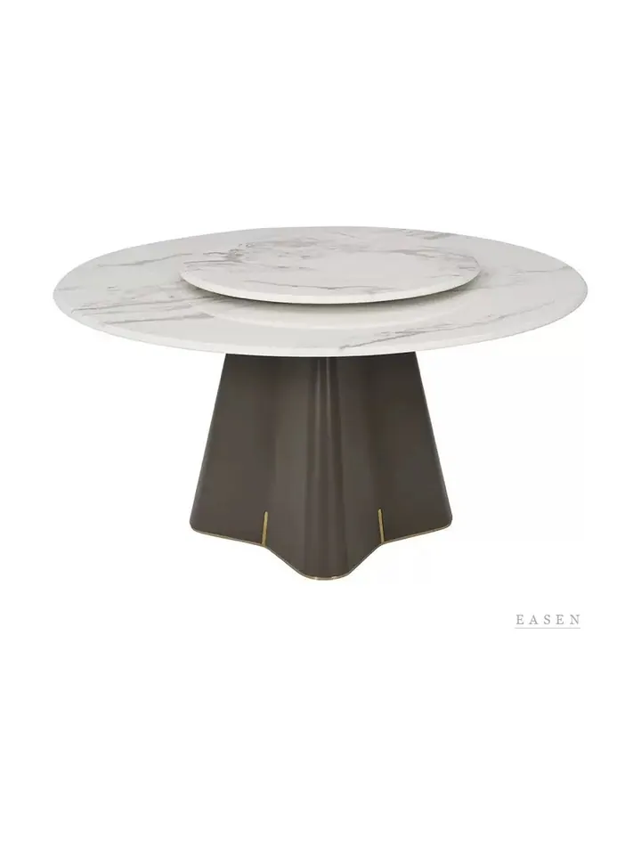 Petal-Base Marble Round Table — Restaurant Table