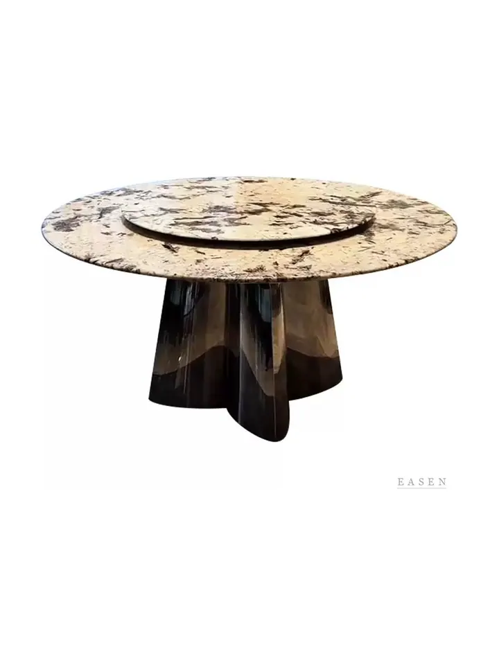 Curved-Petal Marble Round Table — Restaurant Table