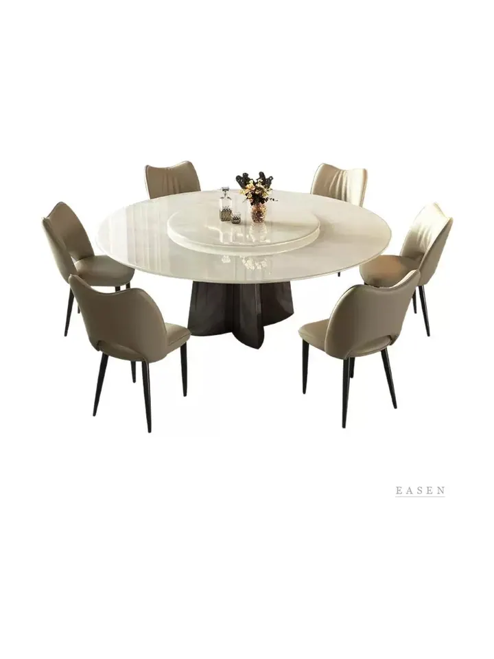 Curved-Petal Marble Round Table — 3