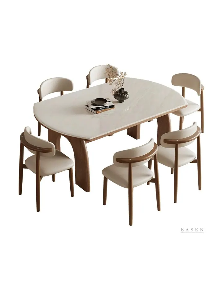 Curved-Panel Cream Dining Set — Restaurant Table