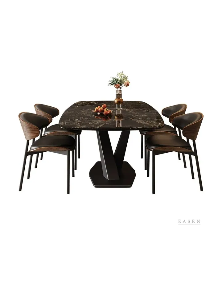 V-Pillar Marble Dining Set — Restaurant Table