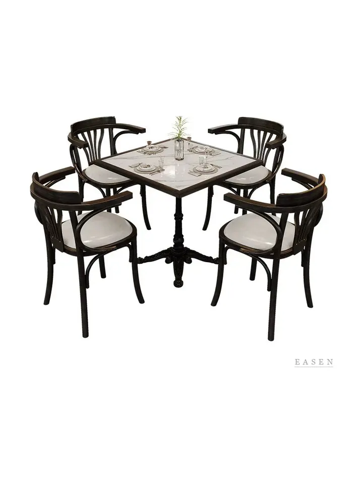Vintage Pedestal Armchair Dining Set — Restaurant Table