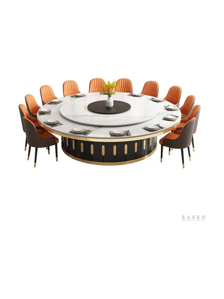 Gold-Fluted Marble Banquet Table — 3