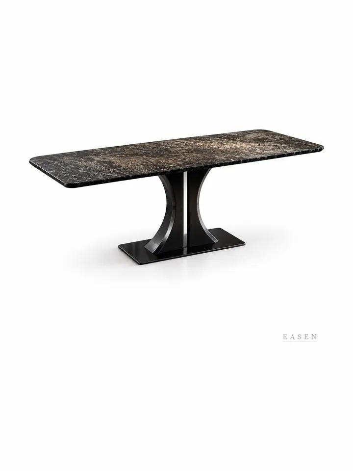 Hourglass-Pedestal Stone Dining Table — Restaurant Table