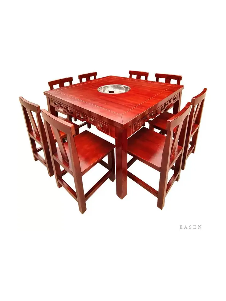Red Carved Hotpot Set — Restaurant Table
