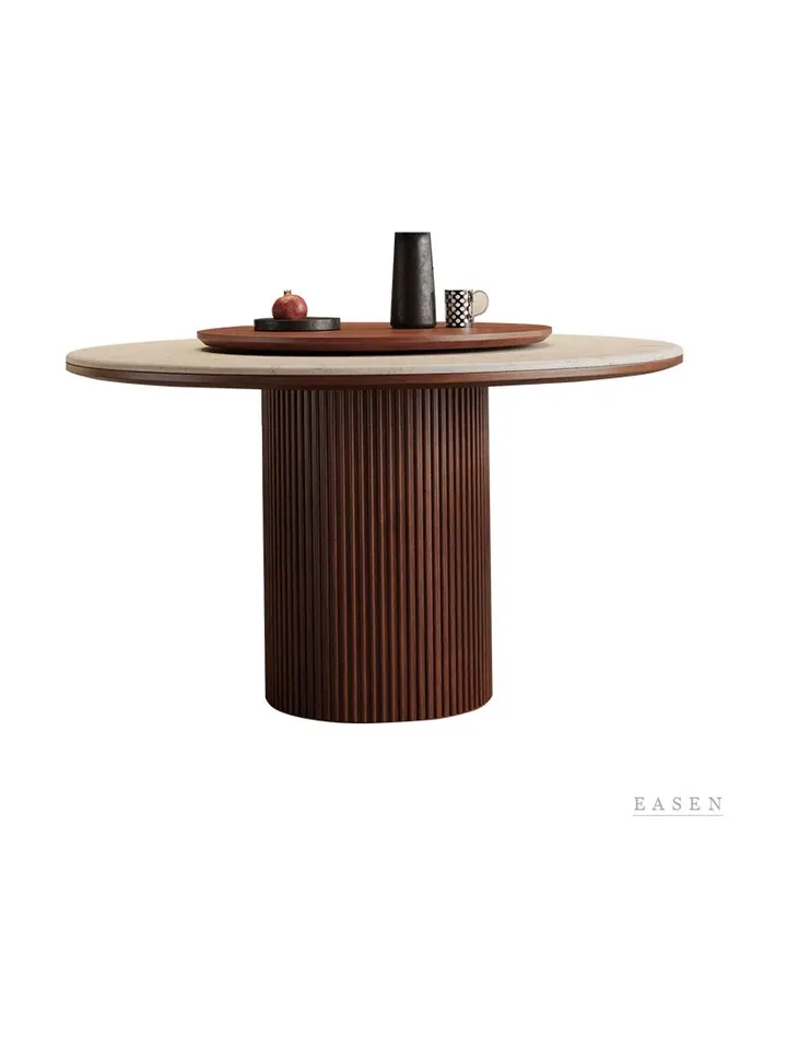 Ribbed-Pedestal Round Dining Table — Restaurant Table