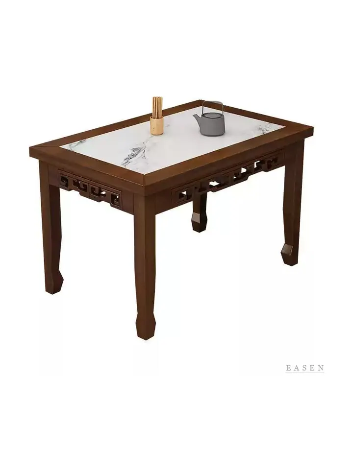 Carved-Apron Chinese Stone Table — Restaurant Table