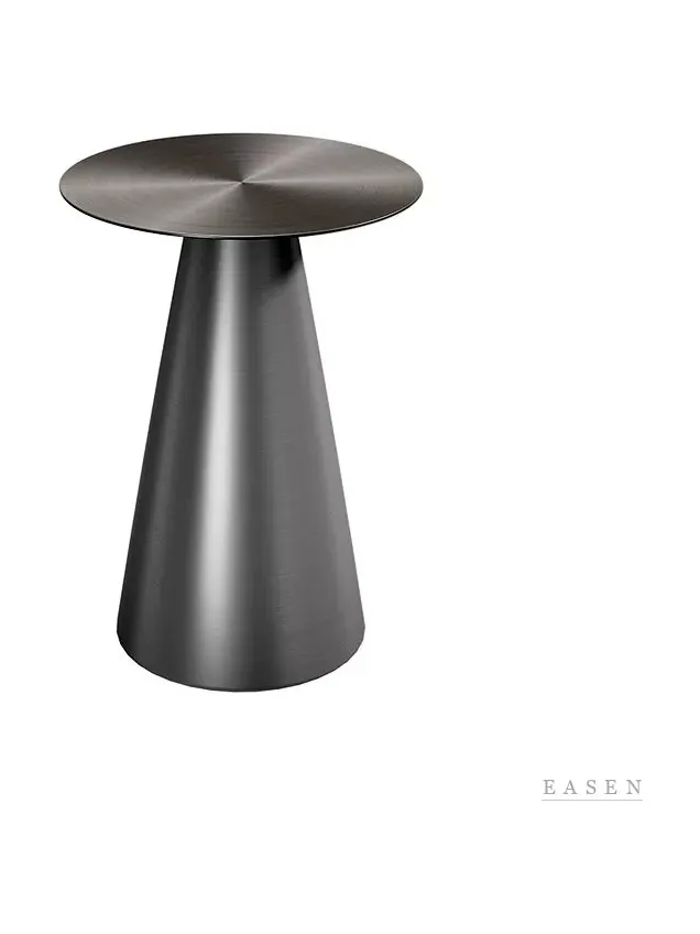 Brushed-Metal Cone Table — Café Table