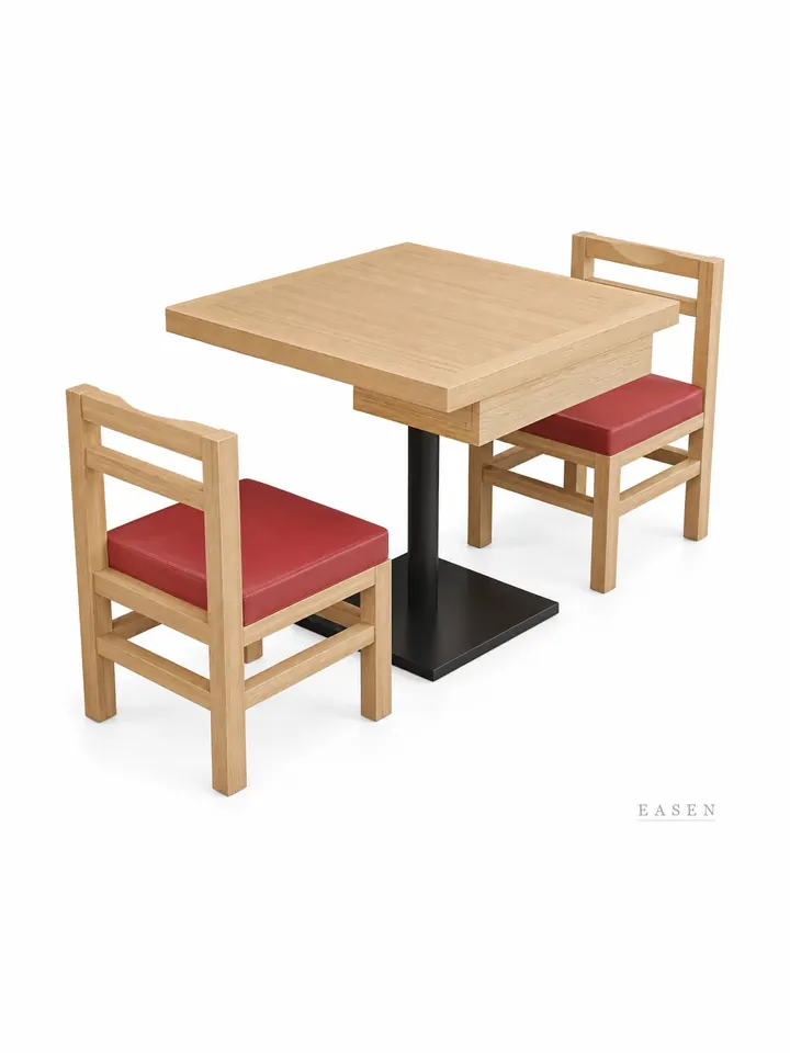 Drawer Oak Dining Set — Restaurant Table