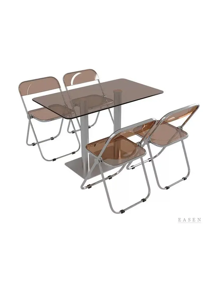 Tinted-Glass Folding Dining Set — Restaurant Table