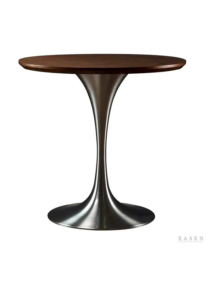 Pedestal Walnut Round Table — Café Table