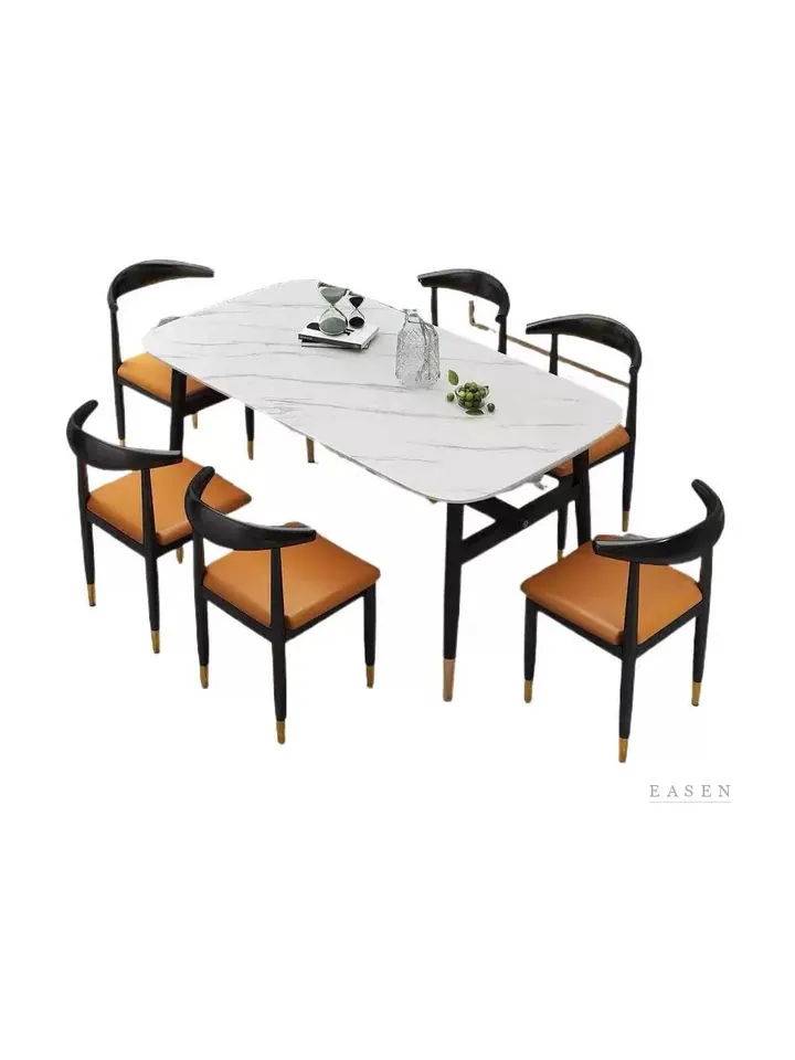 V-Brace Marble Dining Set — Restaurant Table