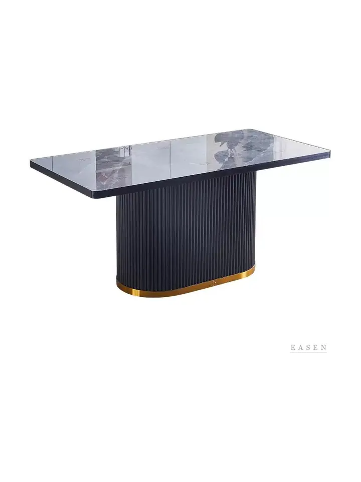 Fluted-Oval Pedestal Stone Table — Restaurant Table