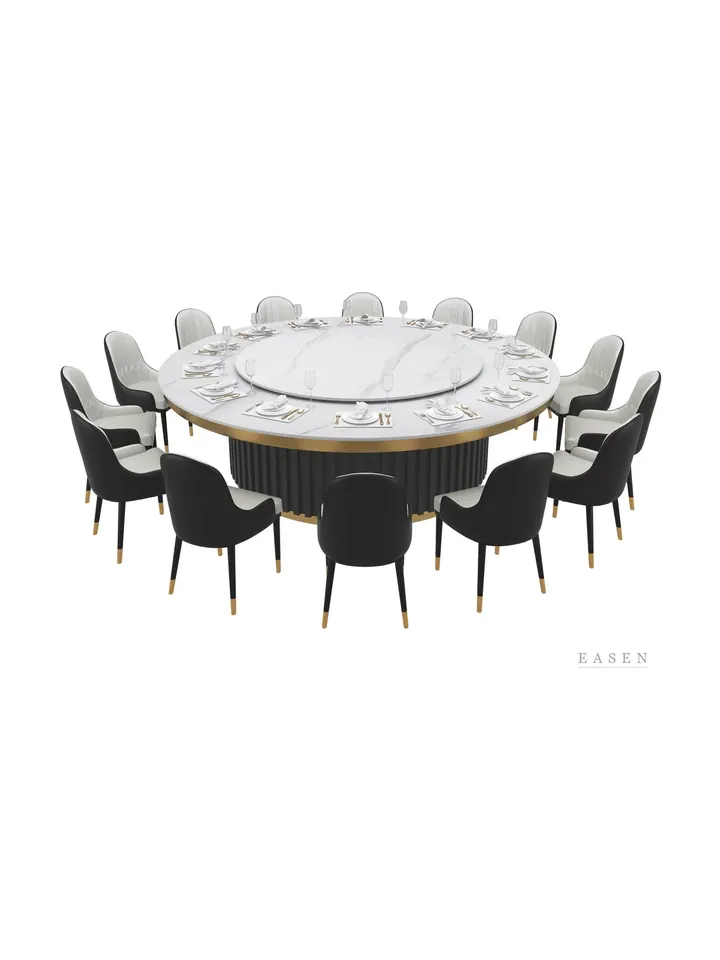 Drum-Base Marble Dining Set — Restaurant Table