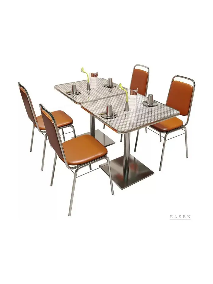 Diamond-Steel Leather Dining Set — Restaurant Table