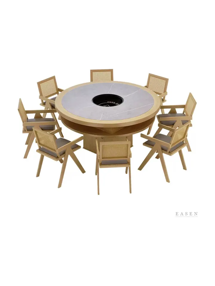 Barrel-Base Rattan Hotpot Set — Restaurant Table