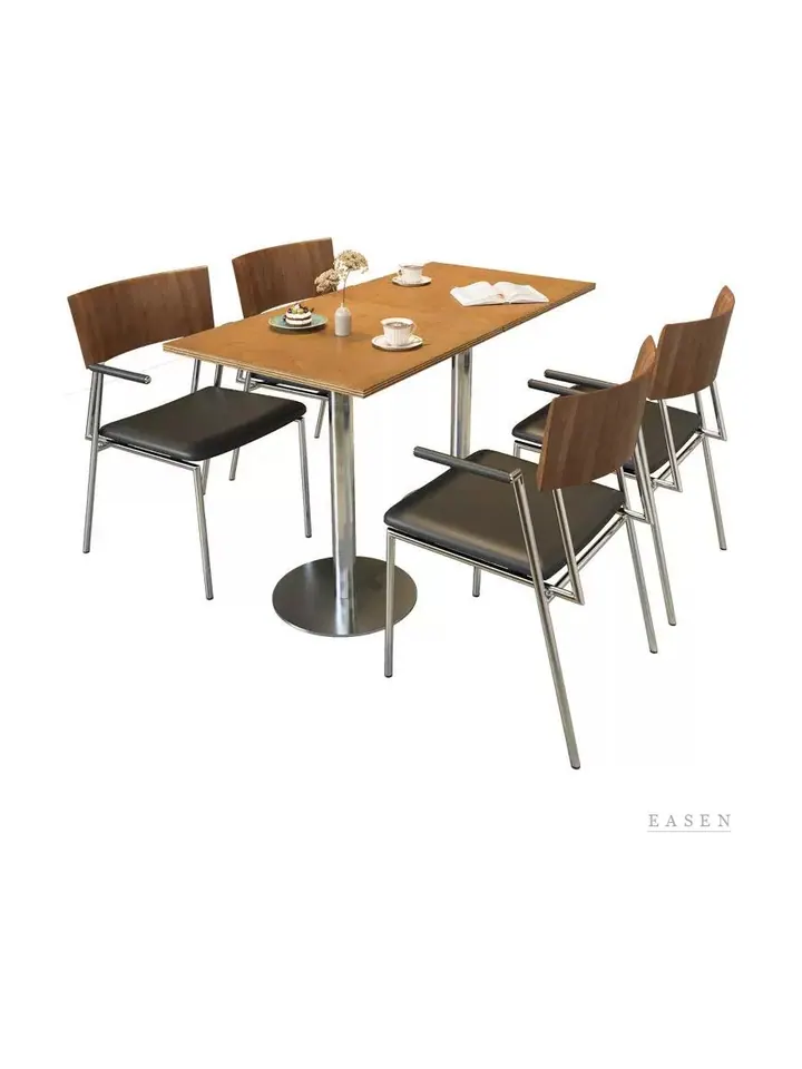 Round Wood Armchair Dining Set — Restaurant Table
