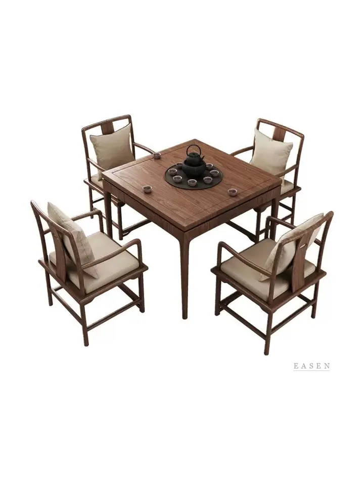 Square Wood Panel-Back Dining Set — Restaurant Table