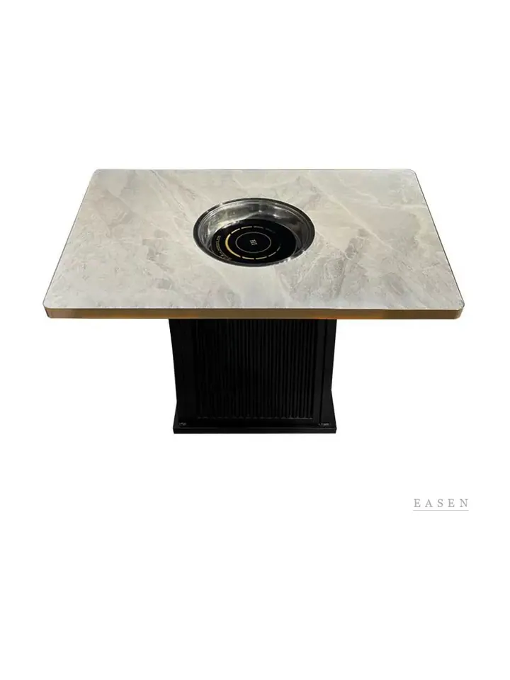 Slatted-Column Stone Hotpot Table — Restaurant Table
