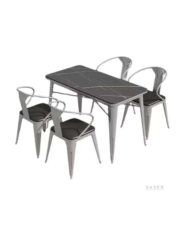 Splayed-Leg Stone Dining Set — Restaurant Table