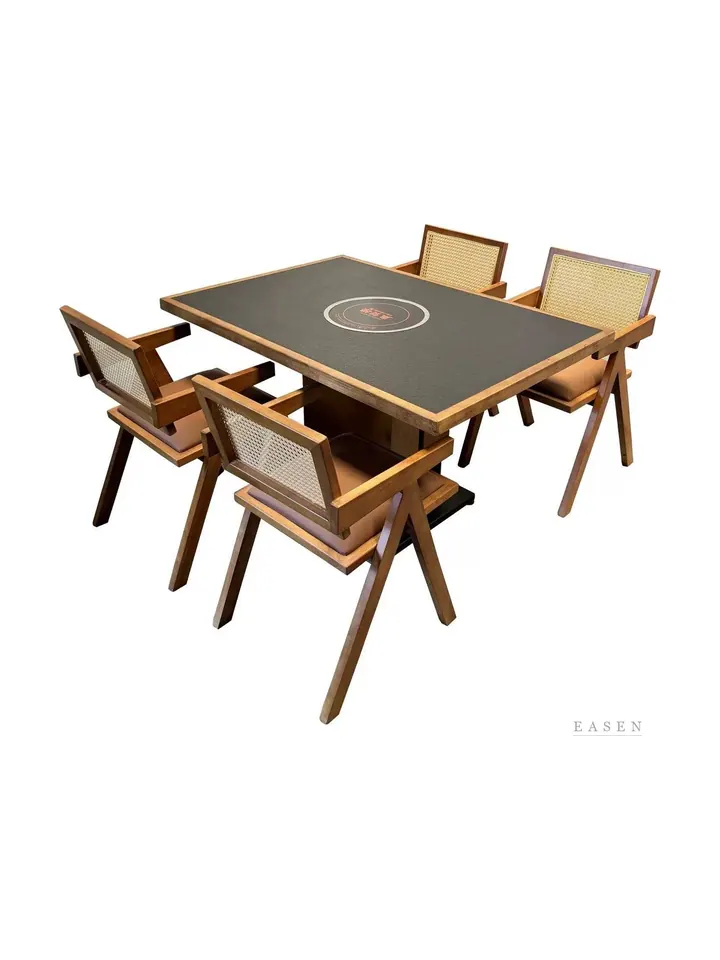 A-Frame Rattan Hotpot Set — Restaurant Table