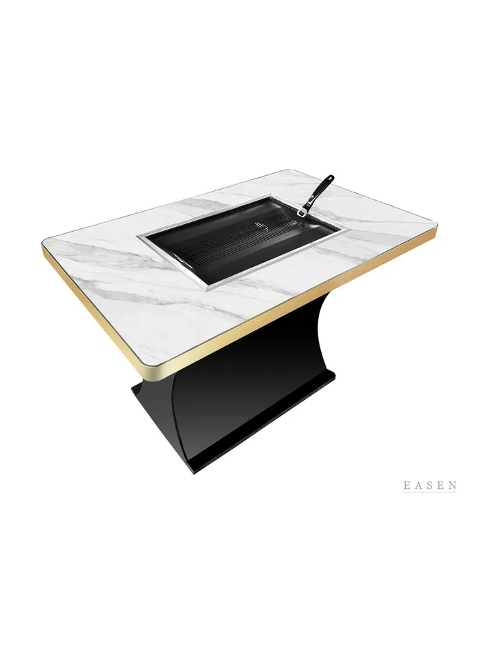 Curved-Base Marble BBQ Table — Restaurant Table