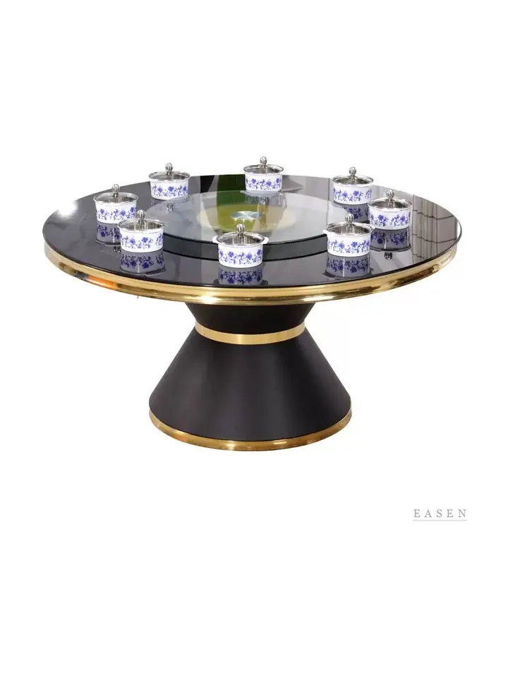 Gold-Waist Glass Banquet Table — Restaurant Table