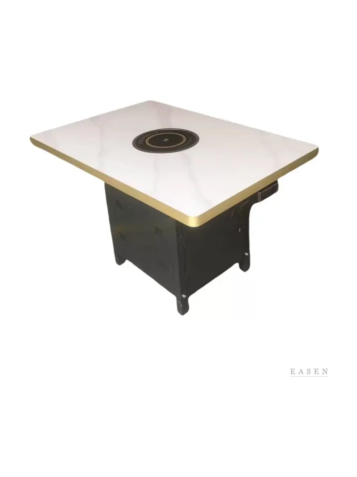 Gold-Edge Marble Hotpot Table — Restaurant Table