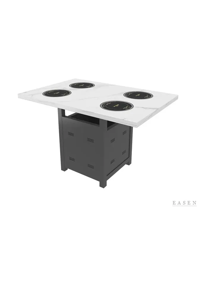 Vented-Cabinet Marble Hotpot Table — 3
