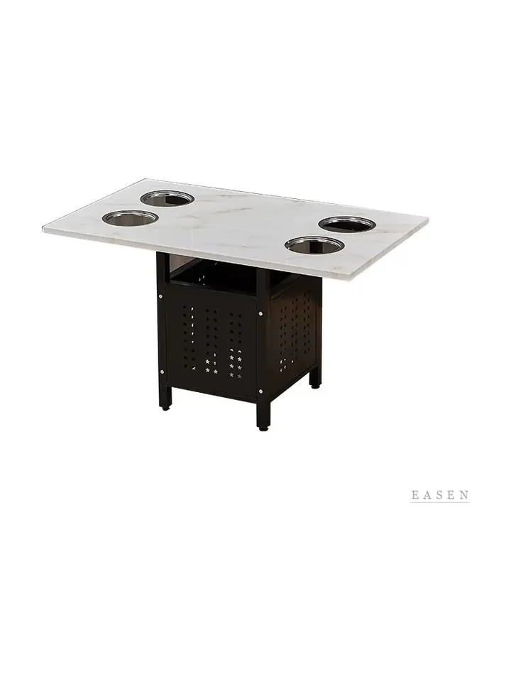 Vented-Cabinet Marble Hotpot Table — 4